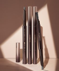 CRASLAN Makeup Brow Eyebrow Definer Pencil, Waterproof, Longlasting, Dual-Sided Brow Brush with Refill & Spoolie,Triangle Tip
